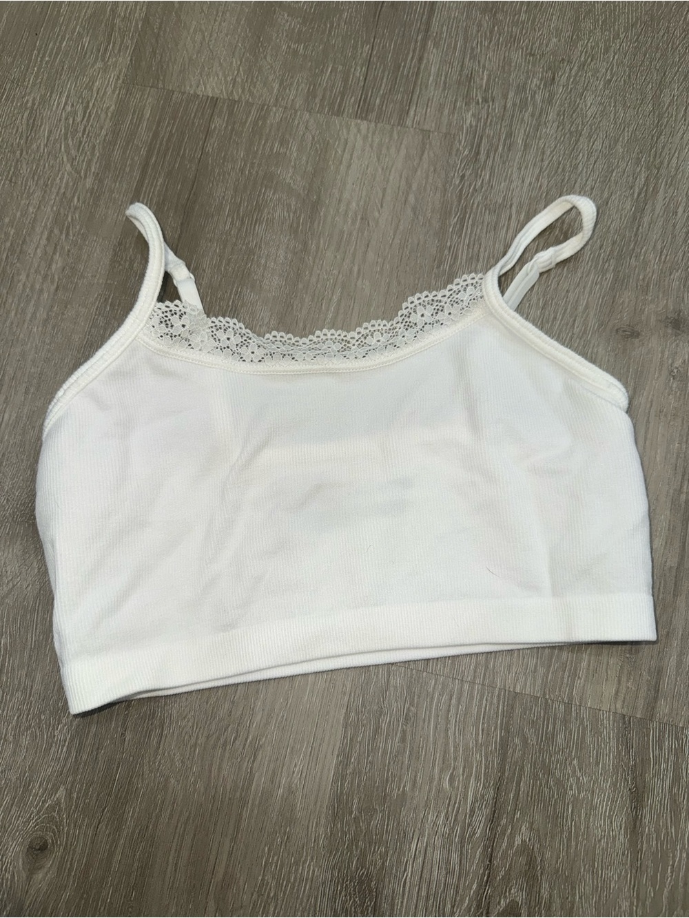 Cat & Jack White Lace-Trim Ribbed Bralette